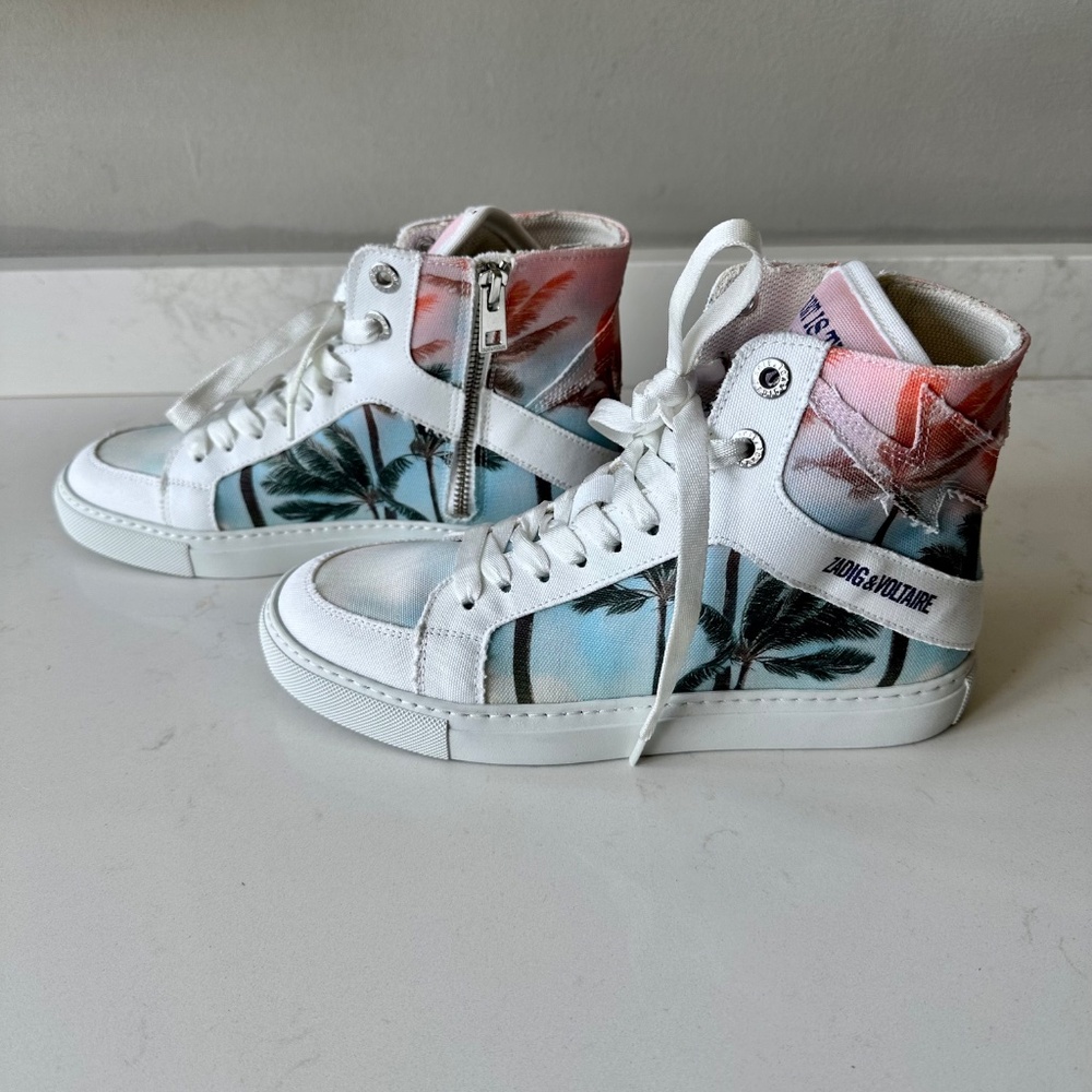 NIB | Zadig & Voltaire | 🌴 Women's High Flash Palm Tree Print High Top Sneakers - Picture 8 of 12